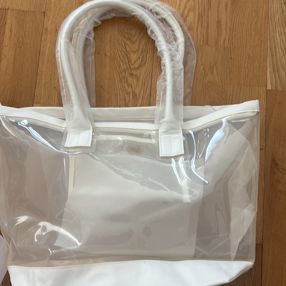 Neiman Marcus Clear VIP Tote Bag - White or Taupe - NWT - Picture 3 of 9